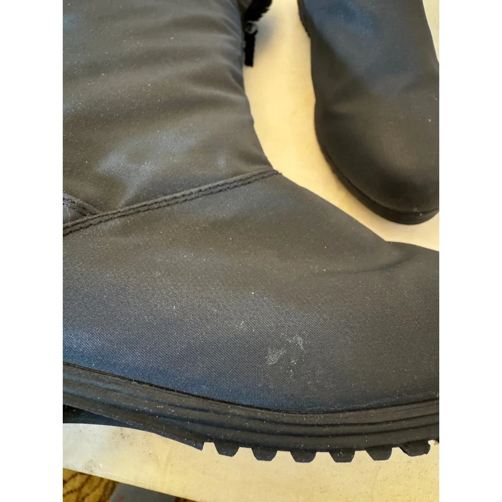 Totes Womens Tall Winter Boots 8.5 Wide Width Black Faux Fur Waterproof Snow